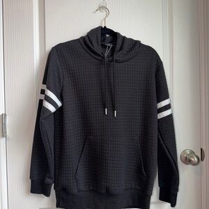 Gant Textured Black Hoodie with White Stripes
